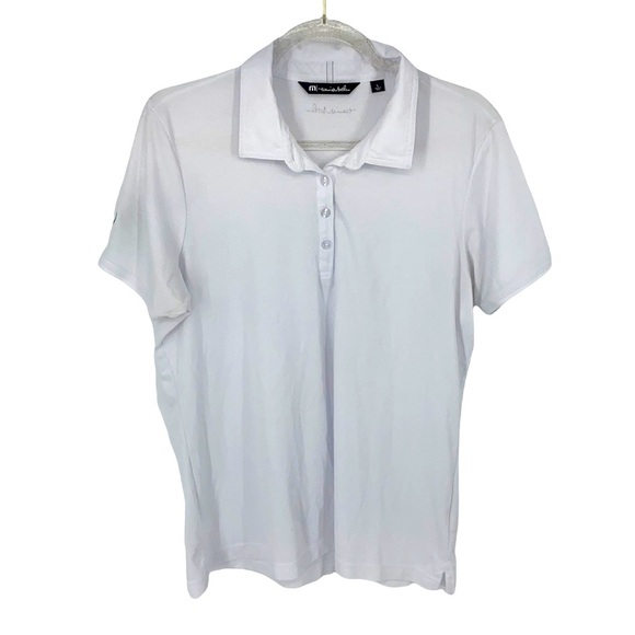 Travis Mathew Women's White Polo Shirt w/ Patron Tequila Embroidered size Large - Picture 1 of 10